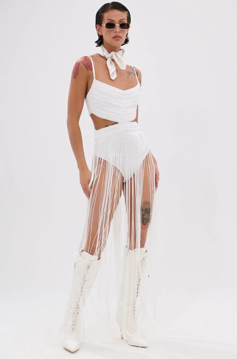 RODEO READY FRINGE MAXI DRESS IN WHITE sold by AKIRA product image thumbnail 5