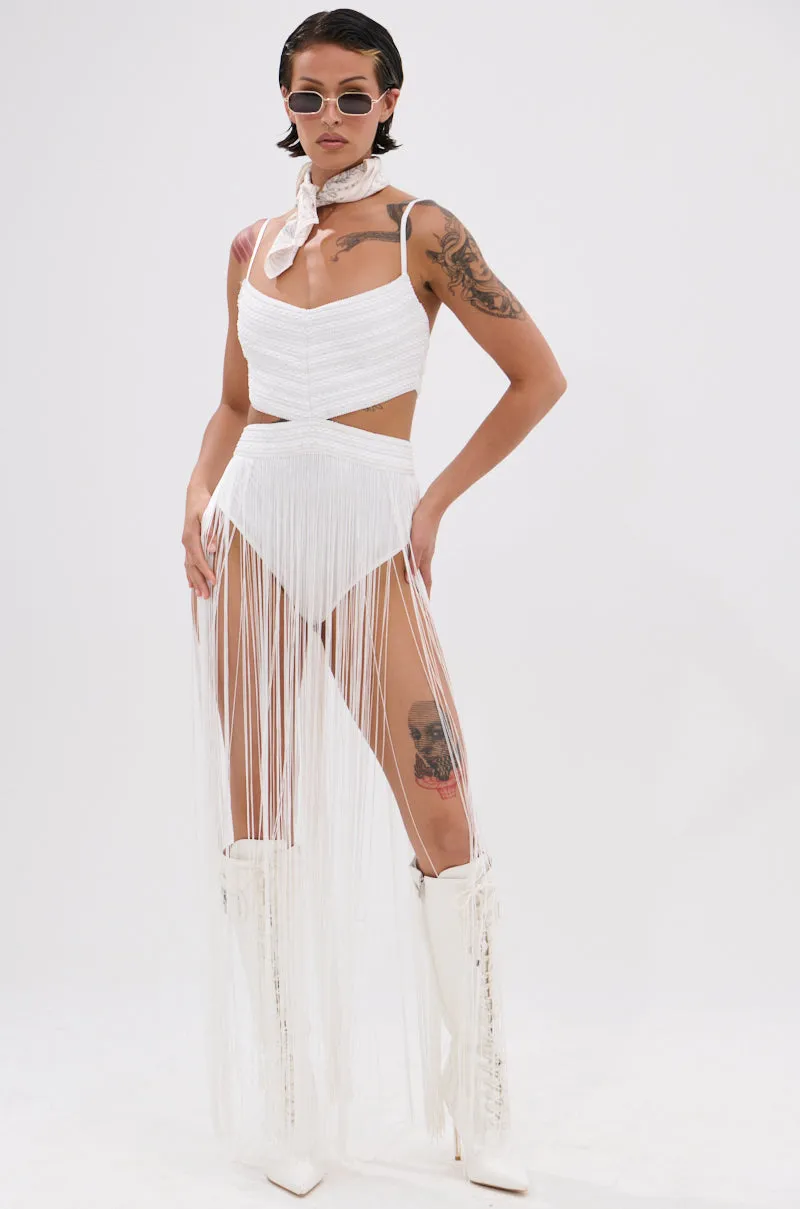 RODEO READY FRINGE MAXI DRESS IN WHITE sold by AKIRA product image thumbnail 2