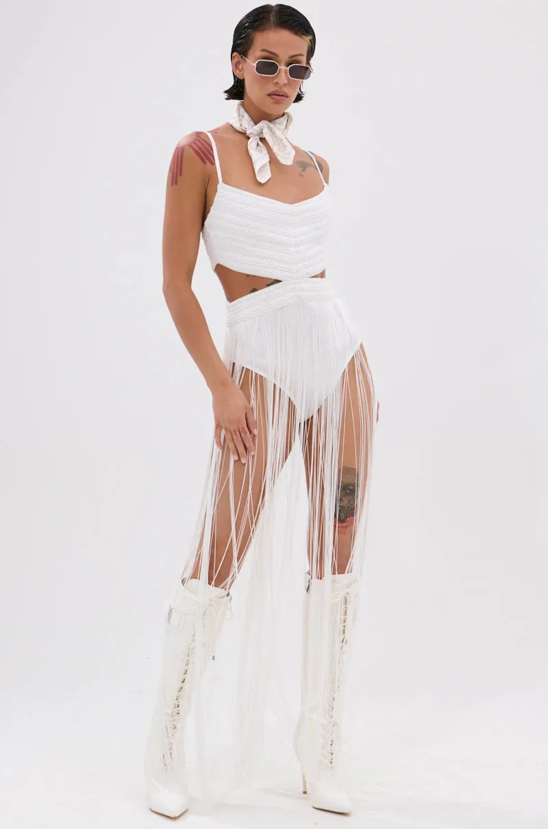 RODEO READY FRINGE MAXI DRESS IN WHITE sold by AKIRA product image thumbnail 4