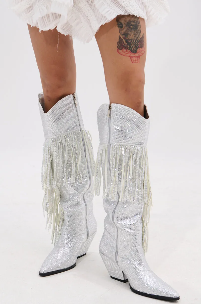 AZALEA WANG BENNETTO SILVER RHINESTONE WESTERN BOOT sold by AKIRA product image thumbnail 3