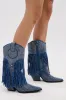 AZALEA WANG GREIA DENIM RHINESTONE COWBOY BOOTIE sold by AKIRA