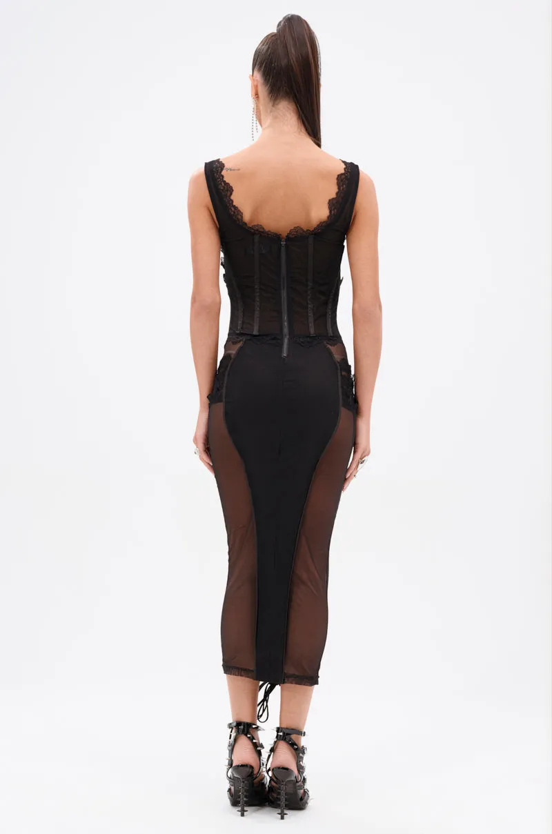 LET ME REMIND YOU LACE UP MESH MIDI DRESS sold by AKIRA product image thumbnail 4