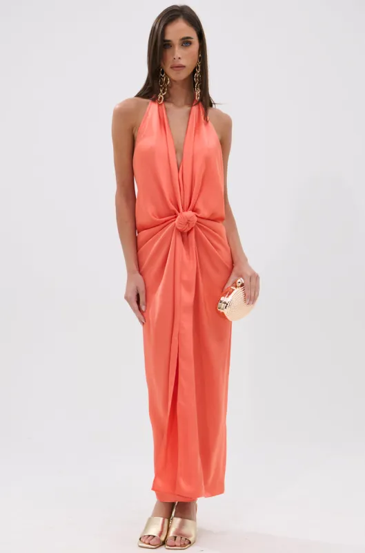 KNOT MY PROBLEM SATIN MIDI DRESS sold by AKIRA