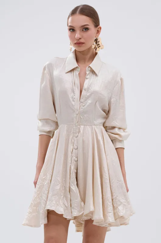 THE IT GIRL IVORY METALLIC MINI DRESS sold by AKIRA