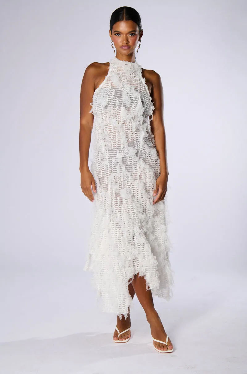 IT FACTOR MESH MAXI DRESS IN WHITE sold by AKIRA