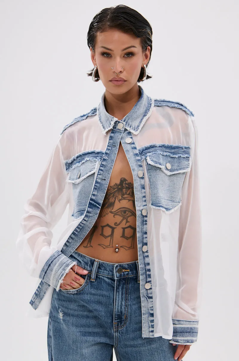 LET IT GO CHIFFON BUTTON DOWN sold by AKIRA