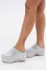 AZALEA WANG ROMESCO BLING FLATFORM CLOG IN GREY sold by AKIRA