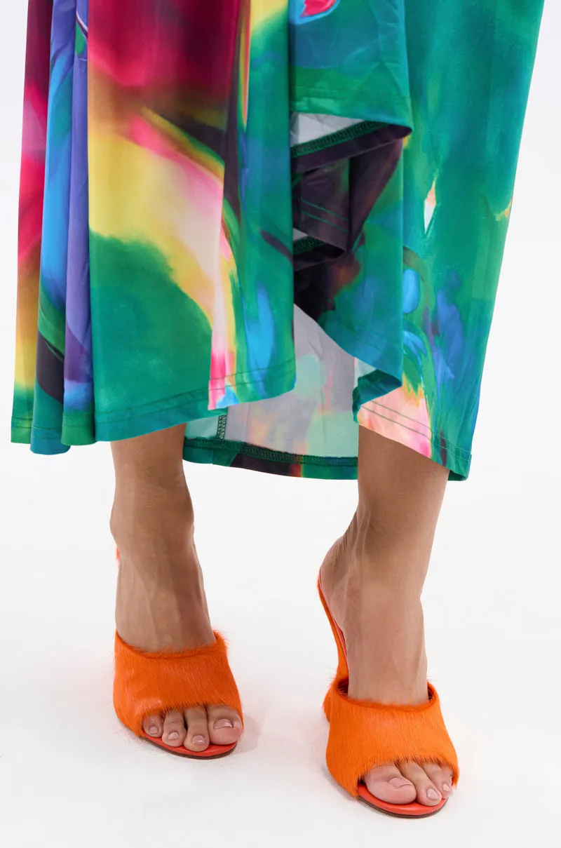 AZALEA WANG VASA ORANGE FURRY WEDGE SANDAL sold by AKIRA product image thumbnail 2