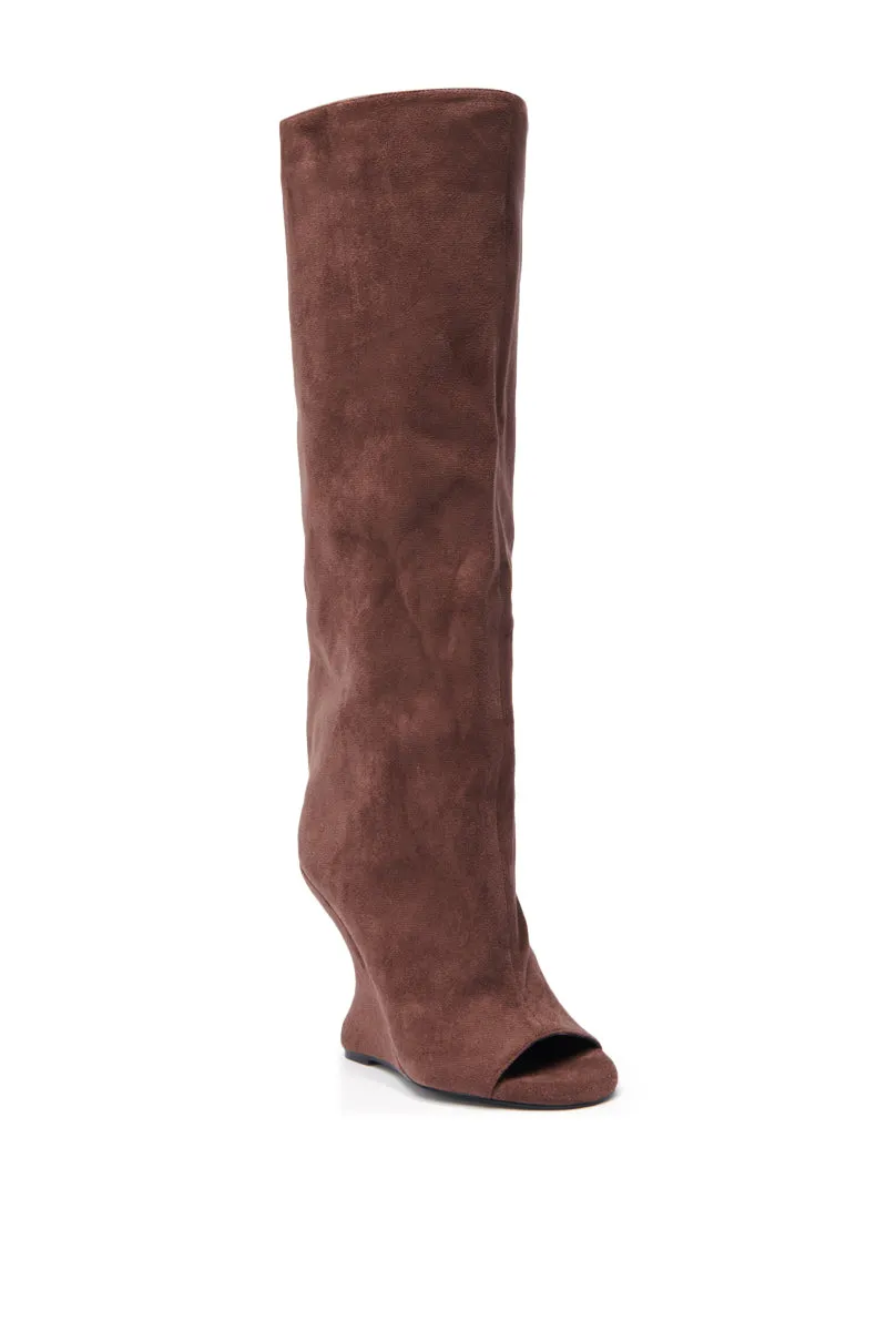 AZALEA WANG VINCENT BROWN SUEDE OPEN TOE BOOT sold by AKIRA product image thumbnail 4
