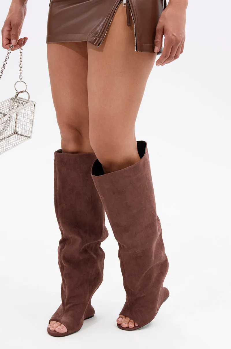 AZALEA WANG VINCENT BROWN SUEDE OPEN TOE BOOT sold by AKIRA product image thumbnail 2