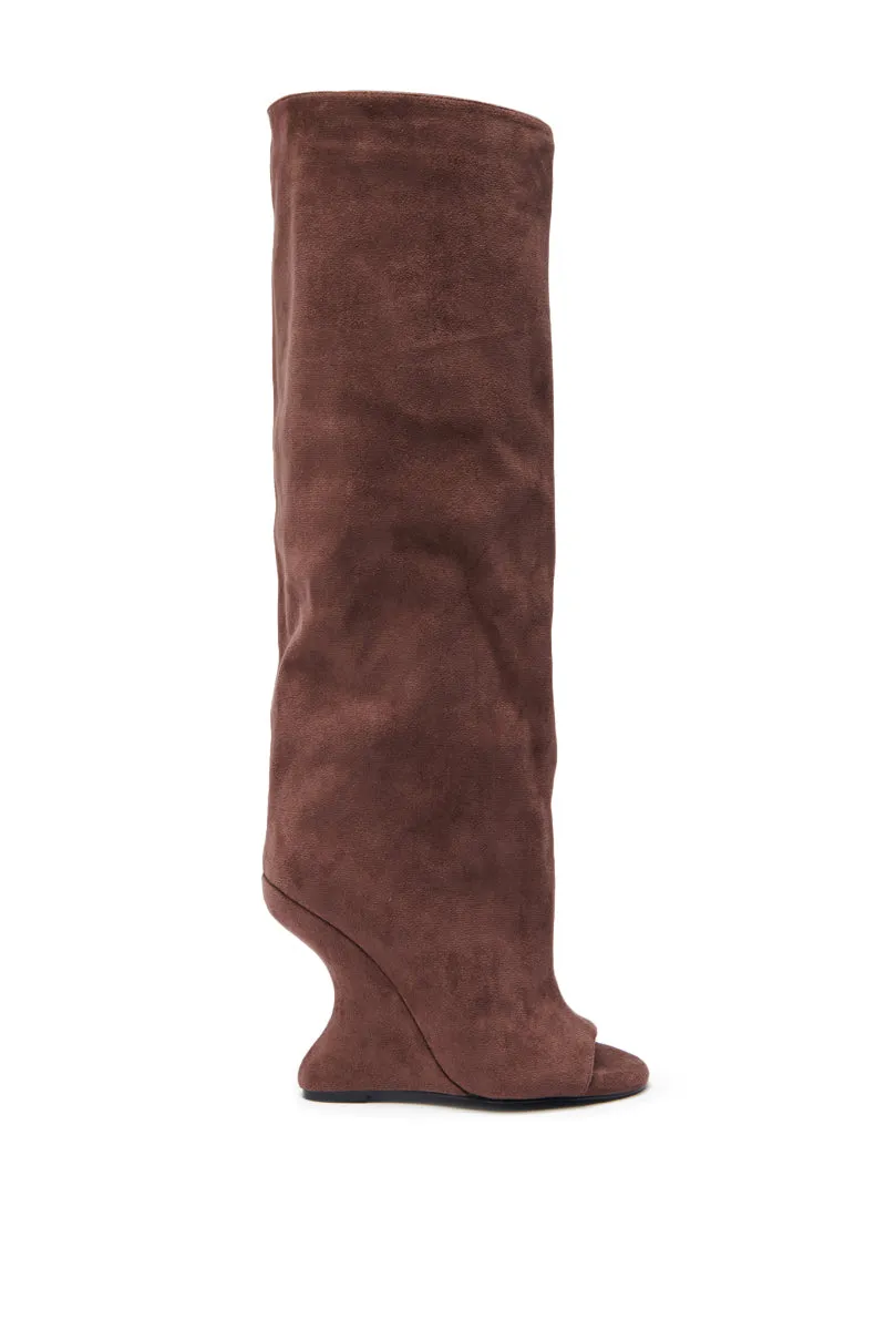 AZALEA WANG VINCENT BROWN SUEDE OPEN TOE BOOT sold by AKIRA product image thumbnail 3