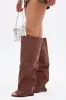 AZALEA WANG VINCENT BROWN SUEDE OPEN TOE BOOT sold by AKIRA