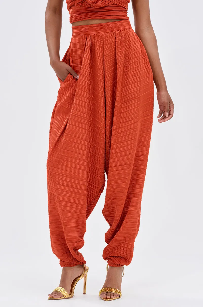 MAYAH WIDE LEG PLISSE PANT IN RED sold by AKIRA product image thumbnail 2