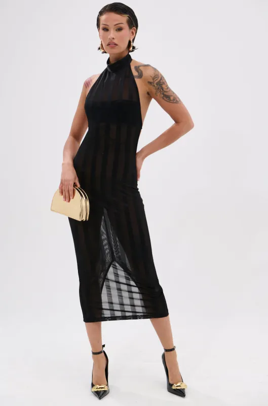 CAN'T FORGET ME SATIN MESH MIDI DRESS sold by AKIRA