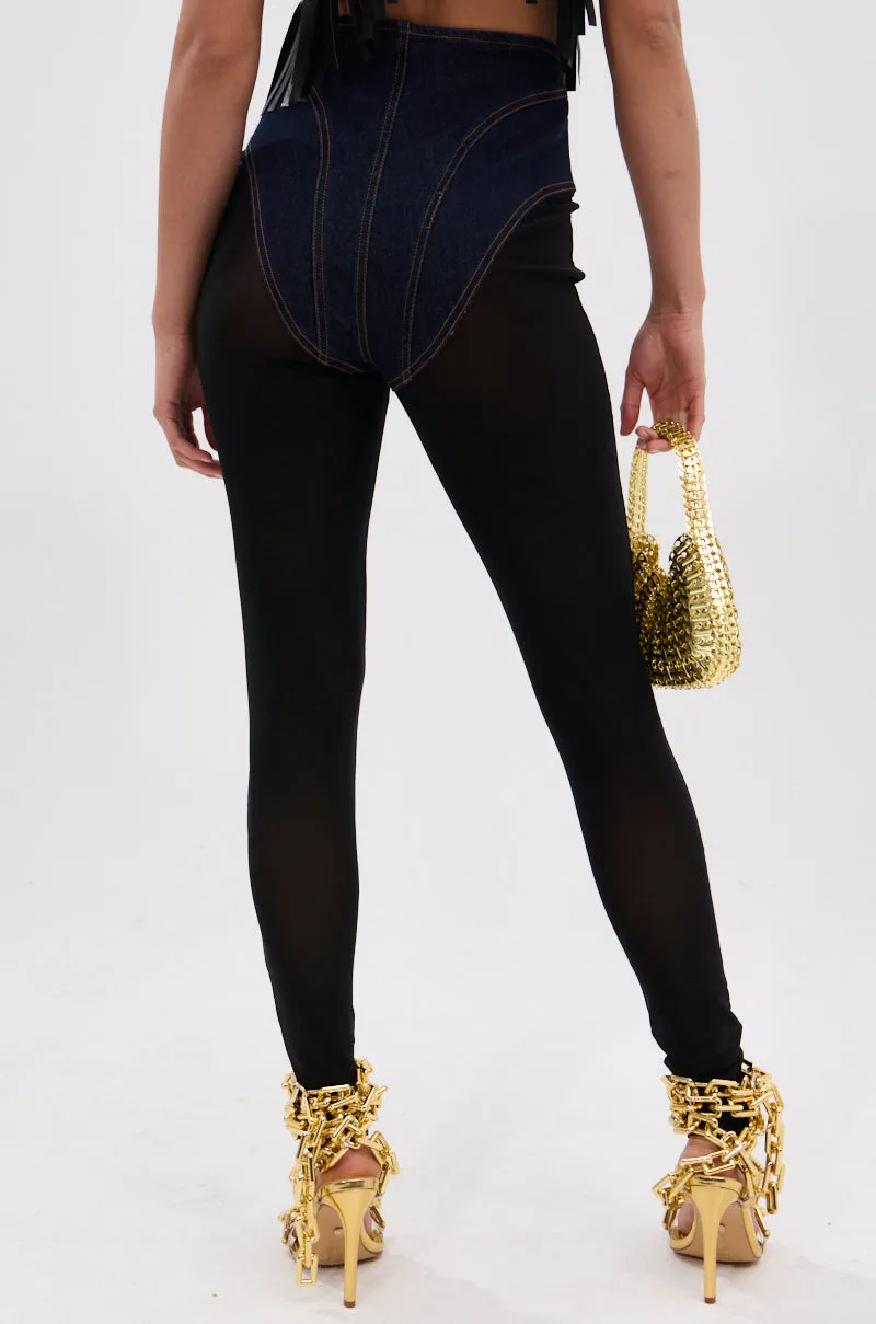 ZIP ME UP MESH LEGGING WITH DENIM PANTY sold by AKIRA product image thumbnail 4