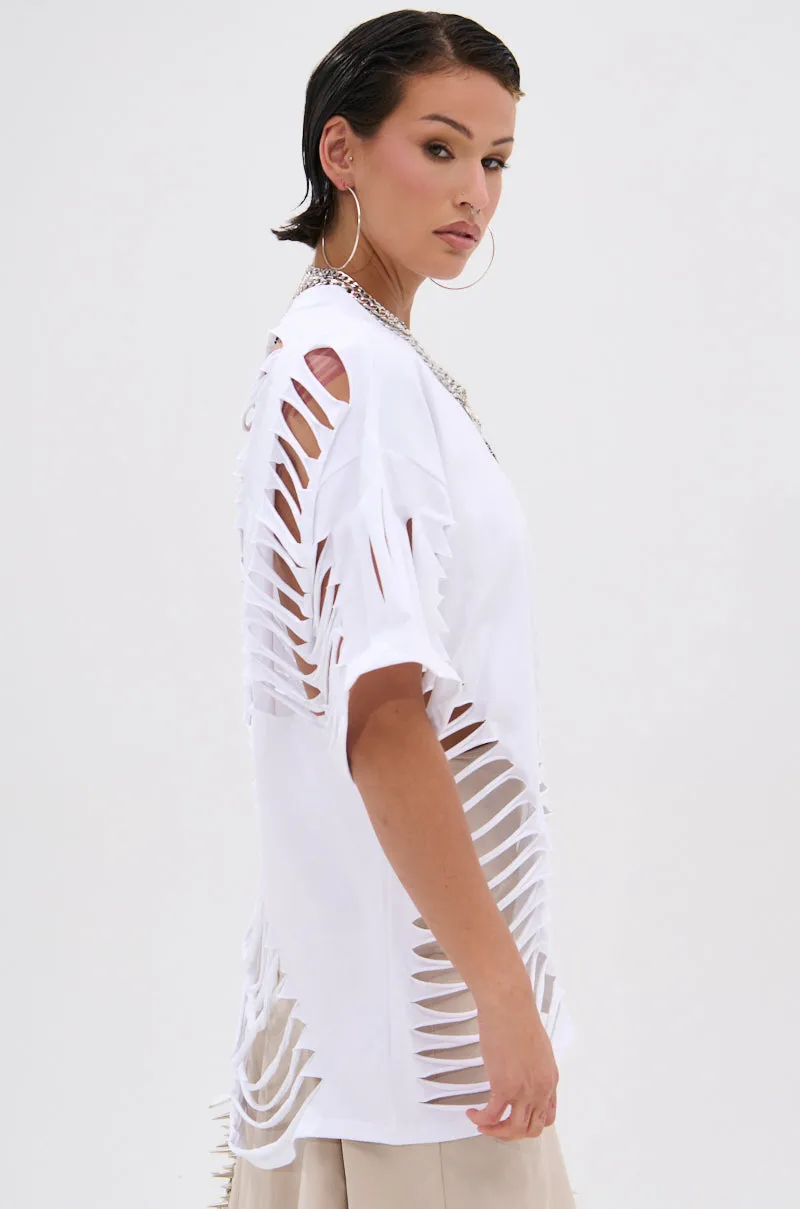 SLASHED UP OVERSIZED SHORT SLEEVE TEE sold by AKIRA product image thumbnail 4