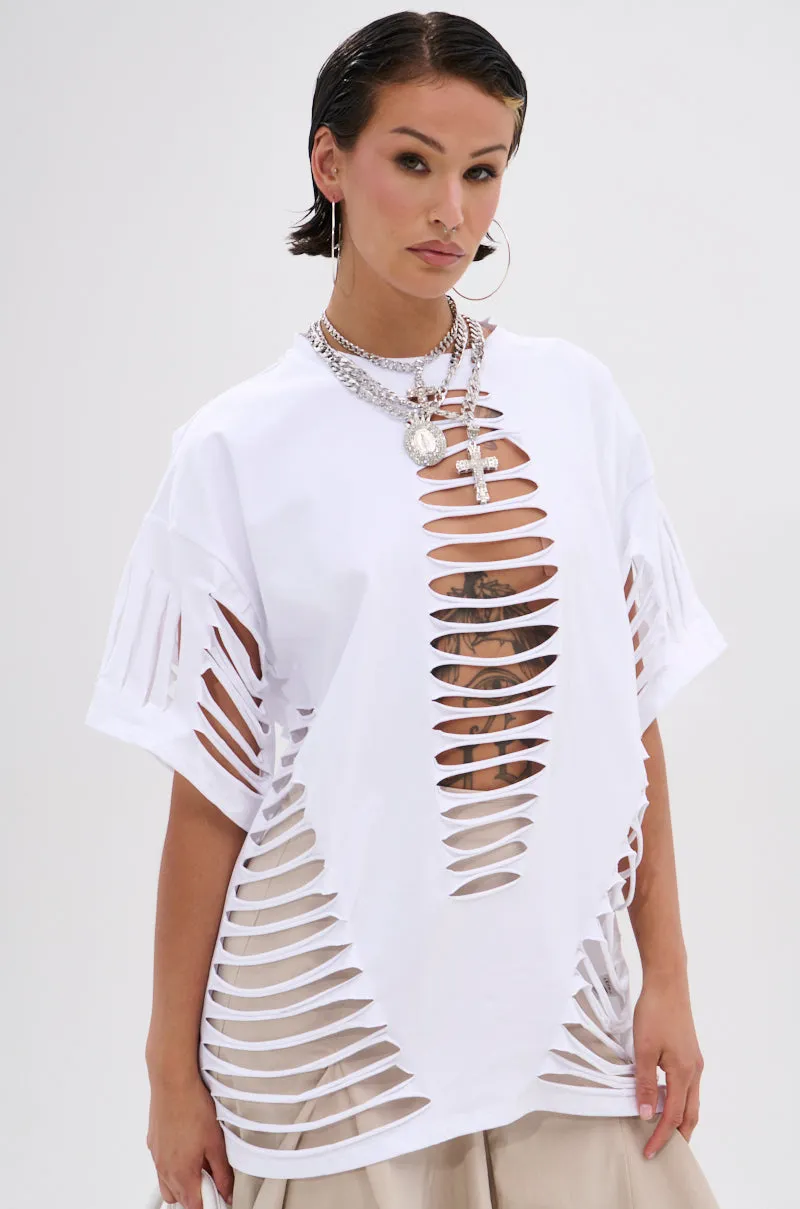 SLASHED UP OVERSIZED SHORT SLEEVE TEE sold by AKIRA product image thumbnail 3