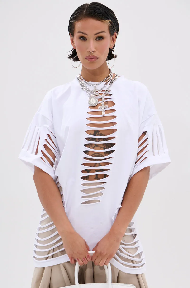 SLASHED UP OVERSIZED SHORT SLEEVE TEE sold by AKIRA product image thumbnail 2