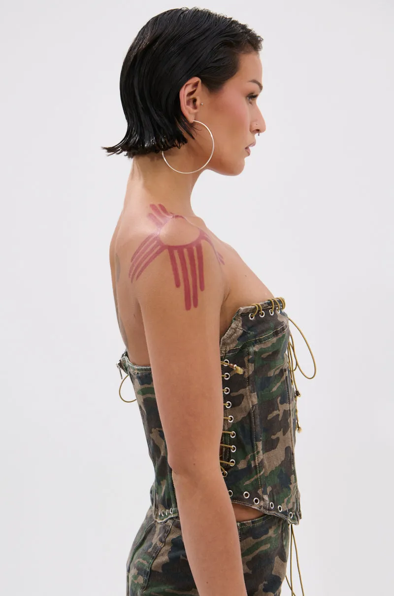 DOWN AND DIRTY CAMO CORSET sold by AKIRA product image thumbnail 5
