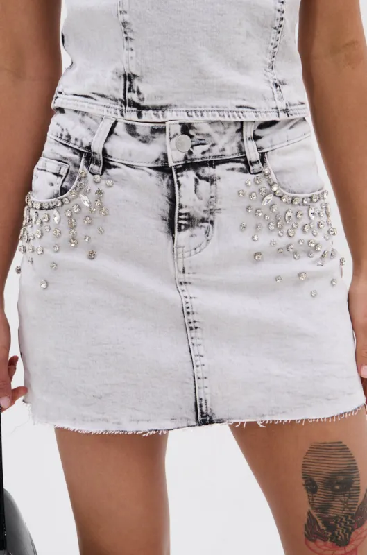 FEELING FREE GREY DENIM MINI SKIRT sold by AKIRA