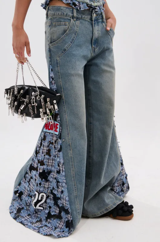 ON POINT PLAID EMBELLISHED DENIM PANT sold by AKIRA