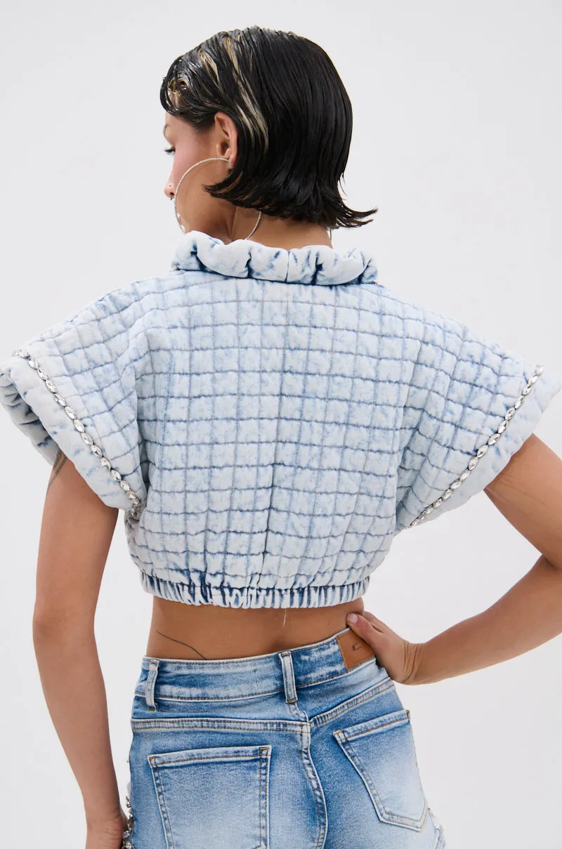MY OWN ENERGY CROP DENIM BLOUSE sold by AKIRA product image thumbnail 4