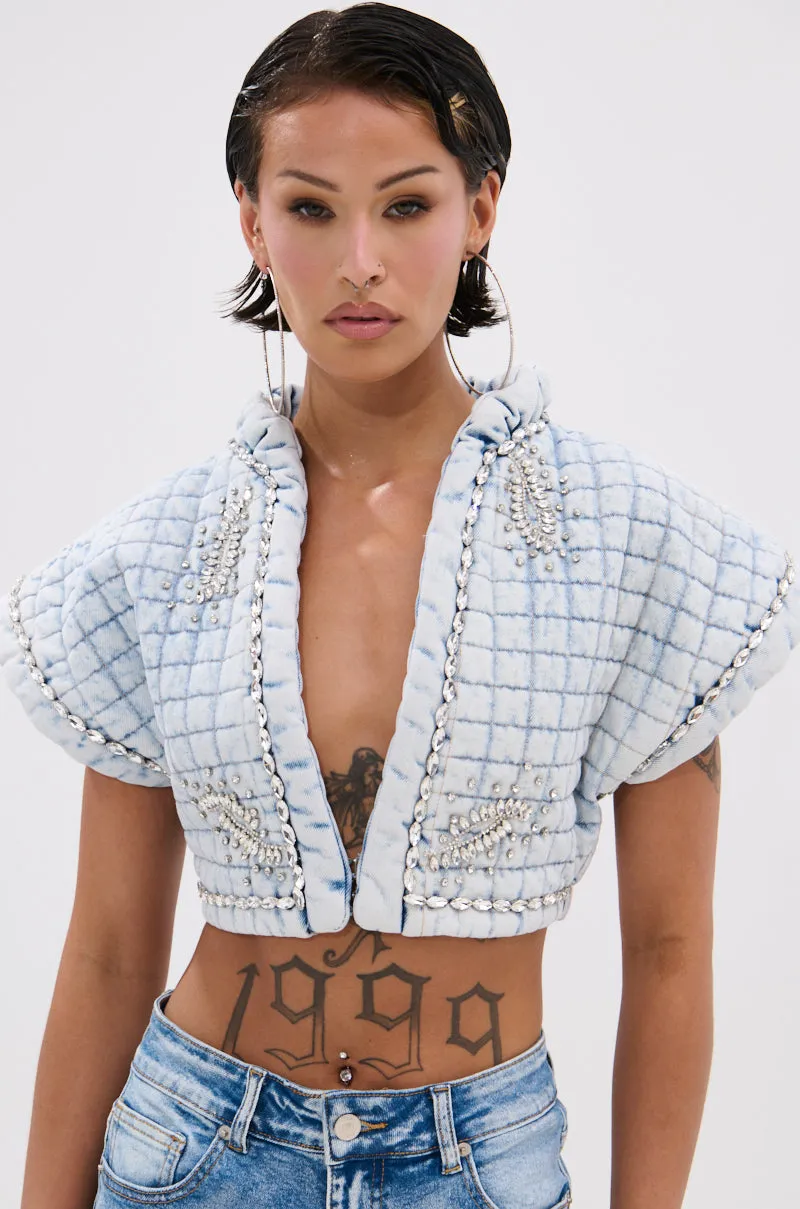 MY OWN ENERGY CROP DENIM BLOUSE sold by AKIRA product image thumbnail 2