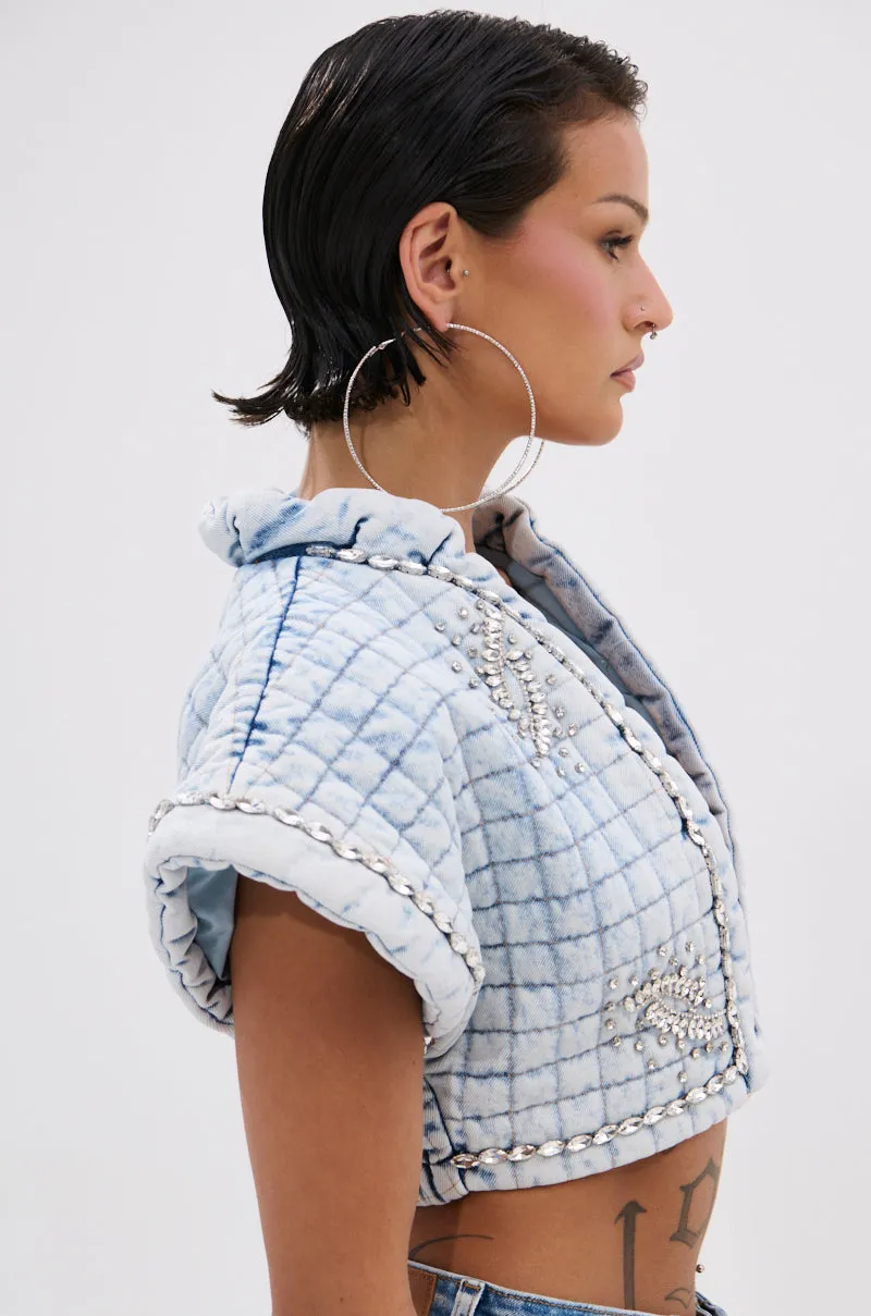 MY OWN ENERGY CROP DENIM BLOUSE sold by AKIRA product image thumbnail 3
