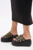 AZALEA WANG SERGO BLACK EMBELLISHED CHUNKY SANDAL sold by AKIRA