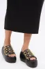 AZALEA WANG SERGO BLACK EMBELLISHED CHUNKY SANDAL sold by AKIRA