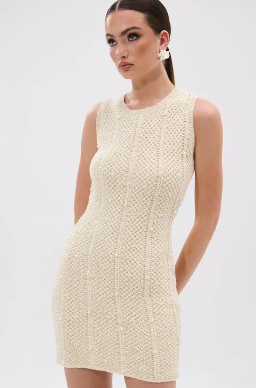 FEELIN SWEET KNIT SWEATER DRESS WITH PEARLS sold by AKIRA