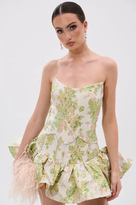 VENETIAN FLORAL BROCADE CORSET sold by AKIRA