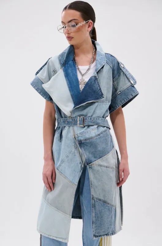 ESTELLE PATCHWORK DENIM VEST sold by AKIRA