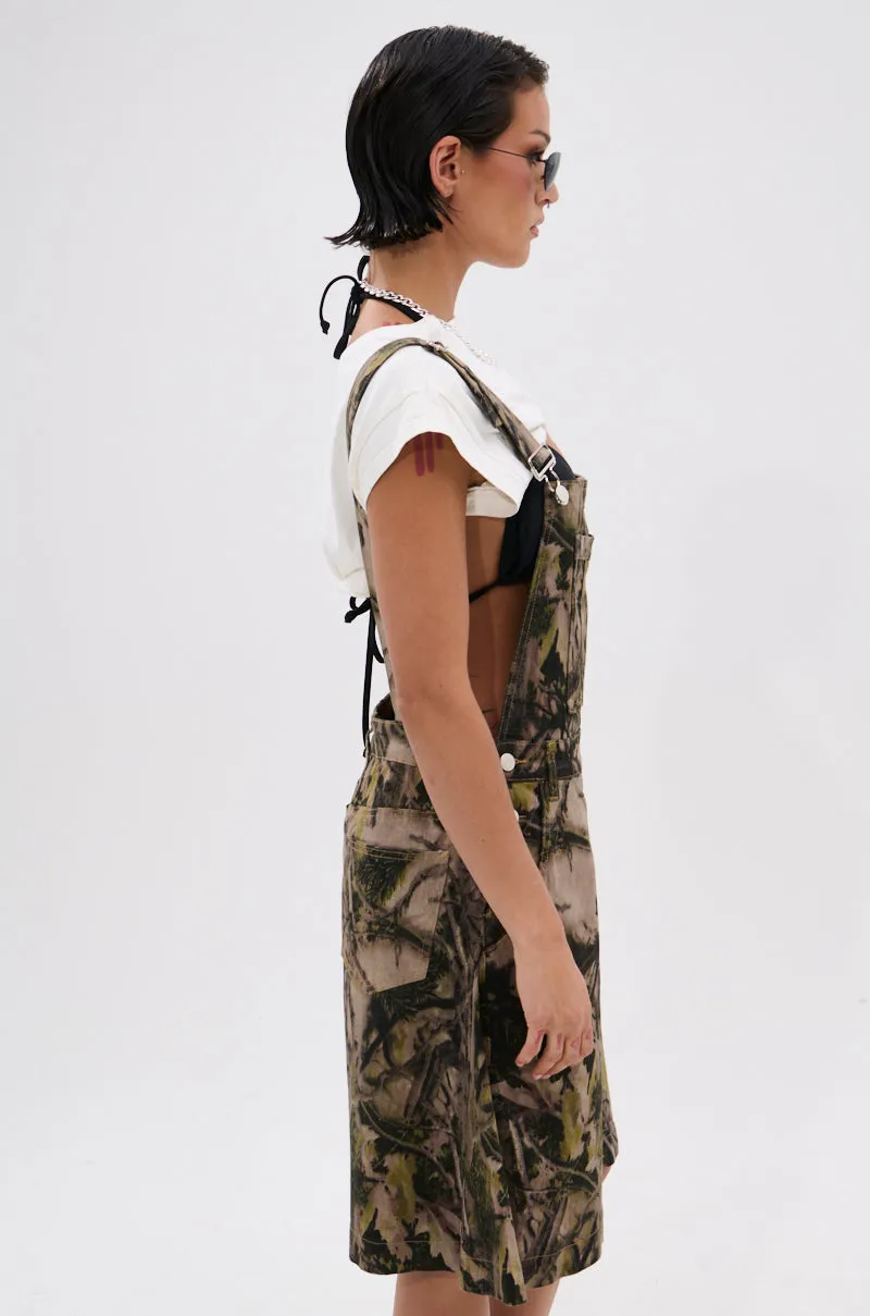 CARMINE CAMO OVERSIZED OVERALL SHORTS sold by AKIRA product image thumbnail 4