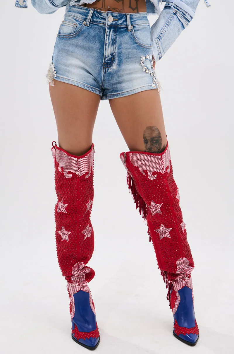 KYLIE EMBELLISHED DENIM SHORT sold by AKIRA product image thumbnail 3