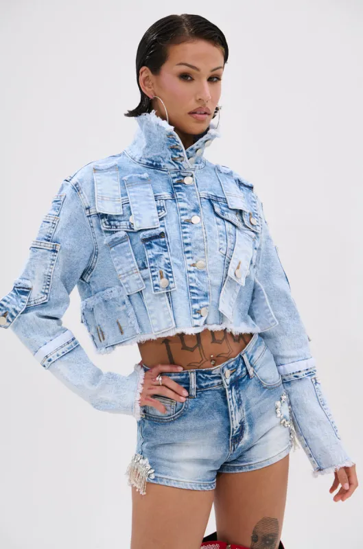 ARIANNE PATCHWORK DENIM JACKET sold by AKIRA