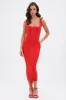 LET ME REMIND YOU LACE UP MESH MIDI DRESS IN RED sold by AKIRA