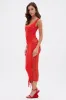 LET ME REMIND YOU LACE UP MESH MIDI DRESS IN RED sold by AKIRA