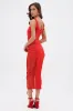 LET ME REMIND YOU LACE UP MESH MIDI DRESS IN RED sold by AKIRA