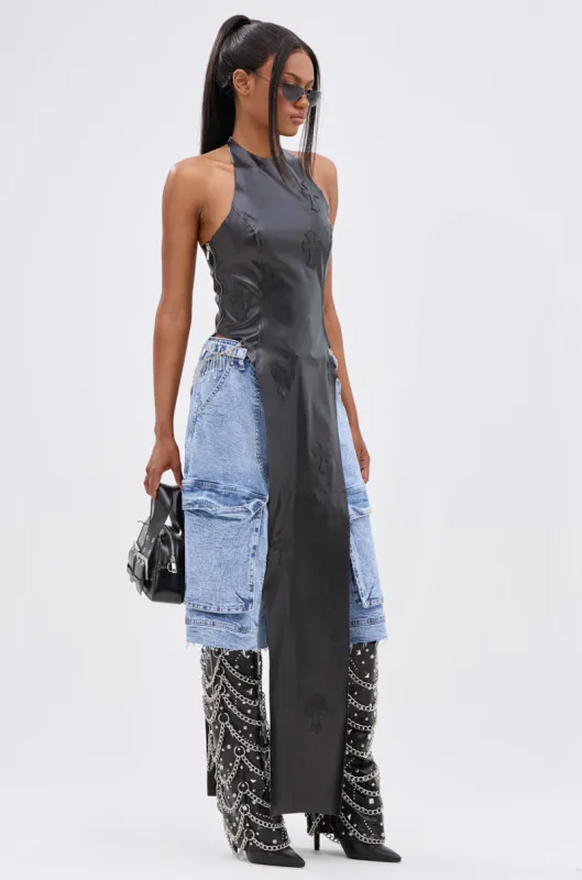 ADDIE FAUX LEATHER BLOUSE sold by AKIRA