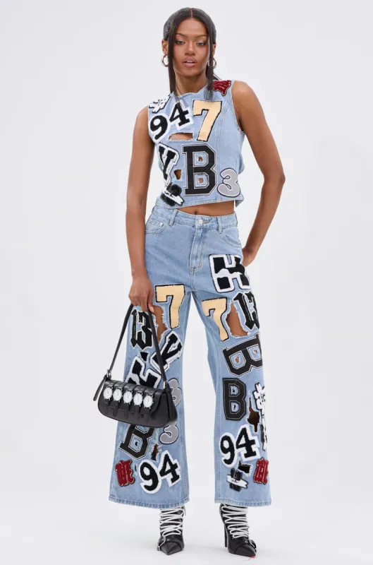 PATCH DENIM RELAXED PANT sold by AKIRA