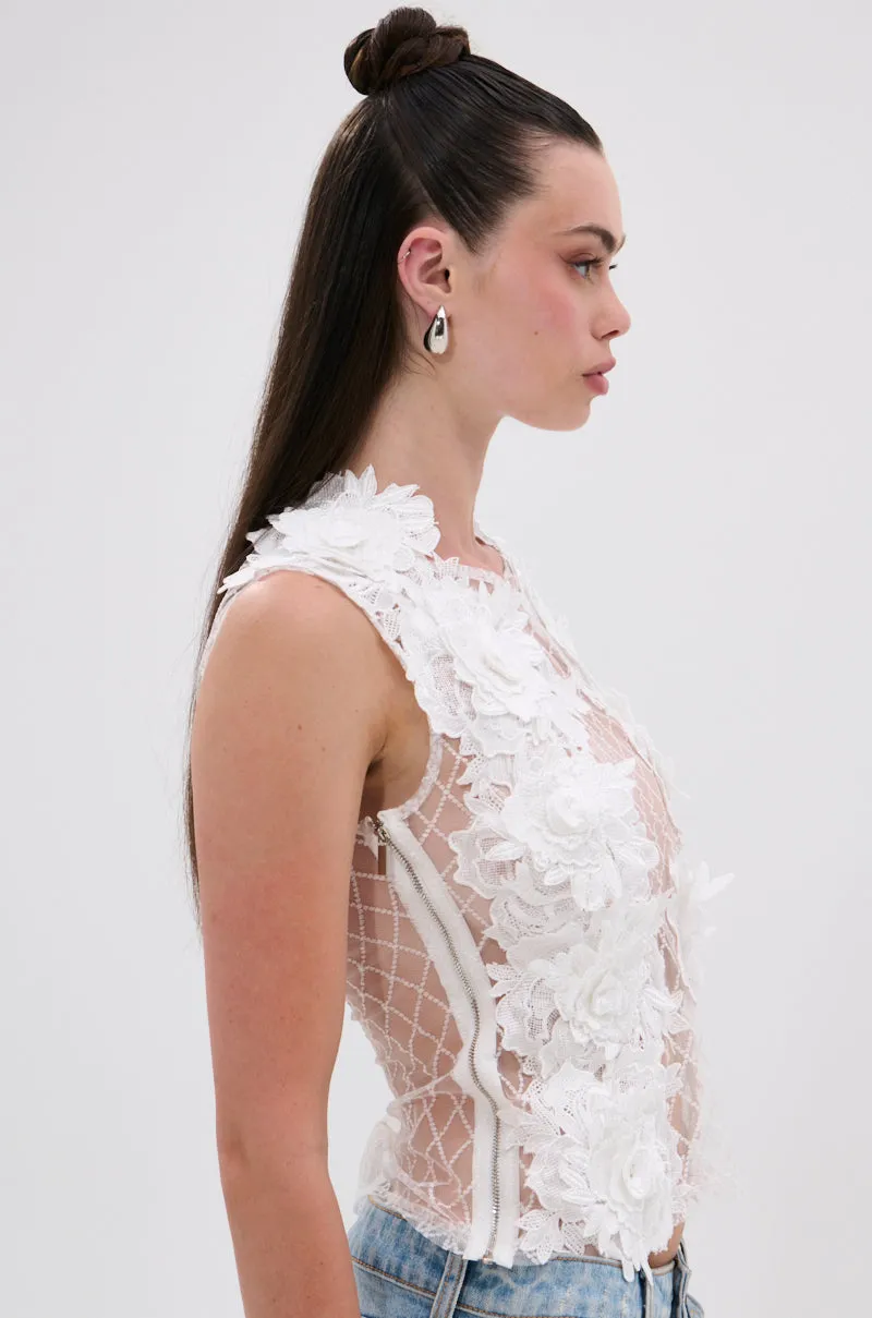 UNTAMED FLORAL LACE TOP sold by AKIRA product image thumbnail 3