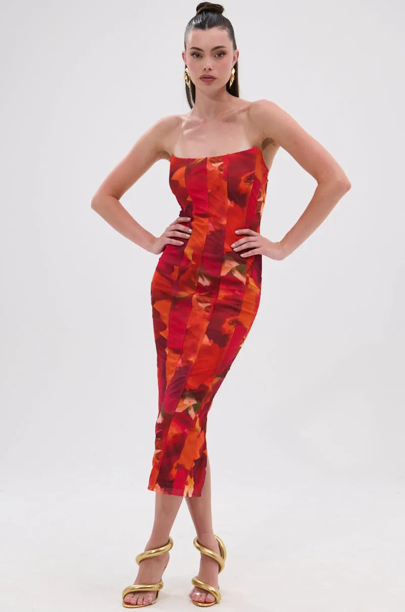 ARCHETYPE PRINTED MIDI DRESS sold by AKIRA