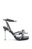 AZALEA WANG ADAYA BLACK SILVER METAL EMBELLISHED BOW SANDAL sold by AKIRA