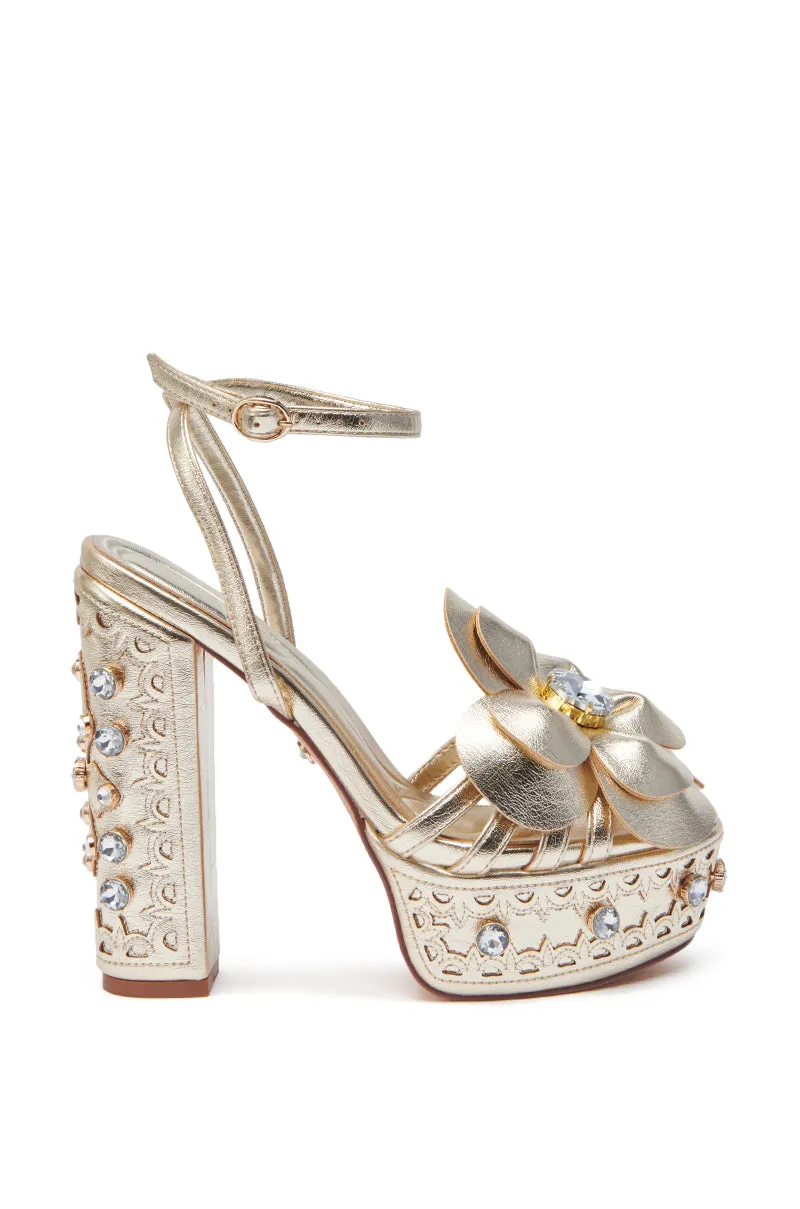 AZALEA WANG PIXLEY GOLD EMBELLISHED PLATFORM SANDAL sold by AKIRA product image thumbnail 4