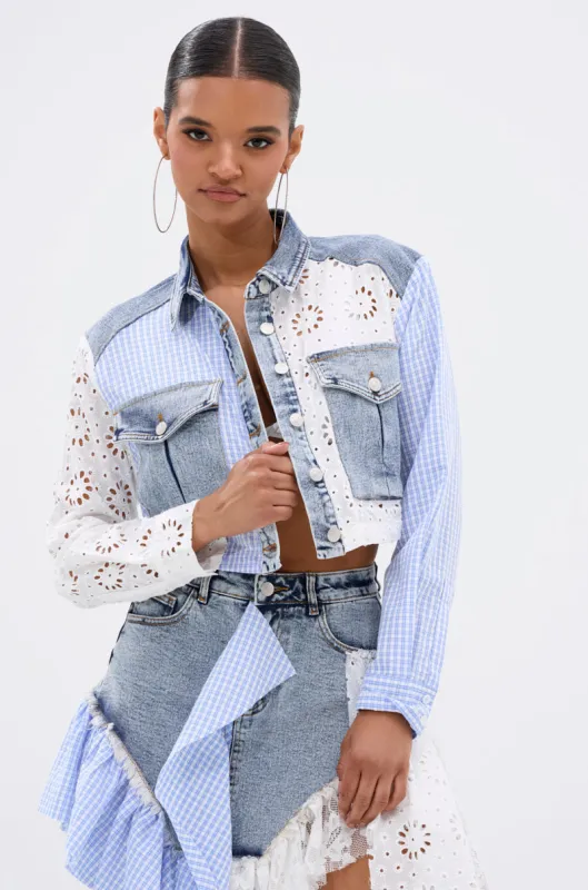 LET'S HAVE FUN BUTTON DOWN TOP sold by AKIRA