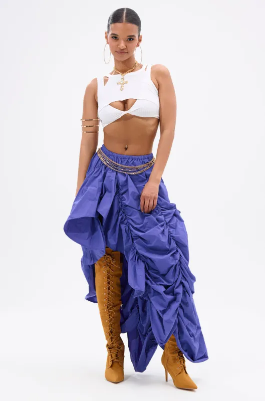 NOT ABOUT IT RUCHED MIDI SKIRT sold by AKIRA