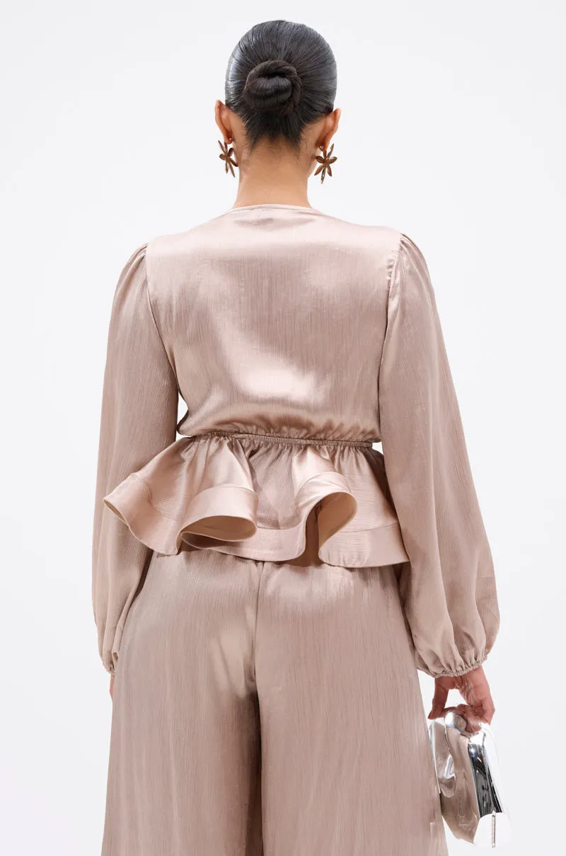 ELEGANT PEPLUM TIE FRONT BLOUSE sold by AKIRA product image thumbnail 4