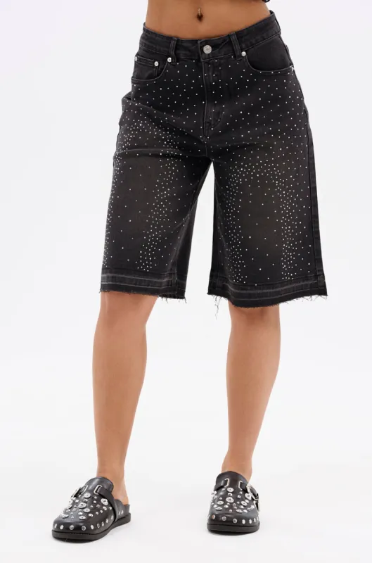 STARS SHINING RHINESTONE BERMUDA SHORT sold by AKIRA