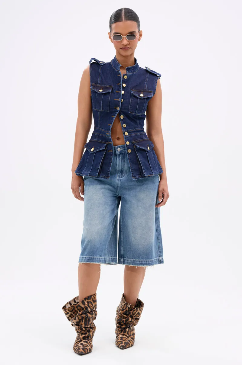 UMI STRETCH DENIM TOP sold by AKIRA product image thumbnail 5